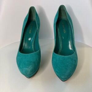 Sergio Rossi Teal Suede Platform Pumps – EU 37 / US 6.5–7